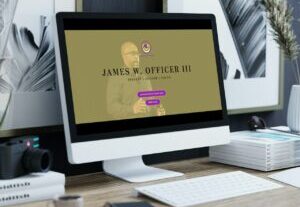 Image of James Officer Speaks website on a PC