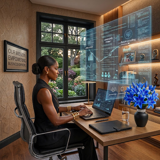 woman sitting at desk typing on laptop